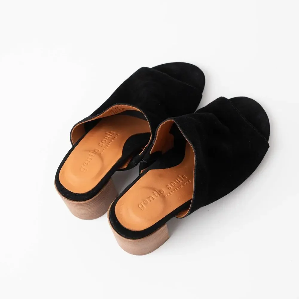 Gentle Souls by Kenneth Cole Chas Heeled Slide Suede Sandals - Picture 1 of 7